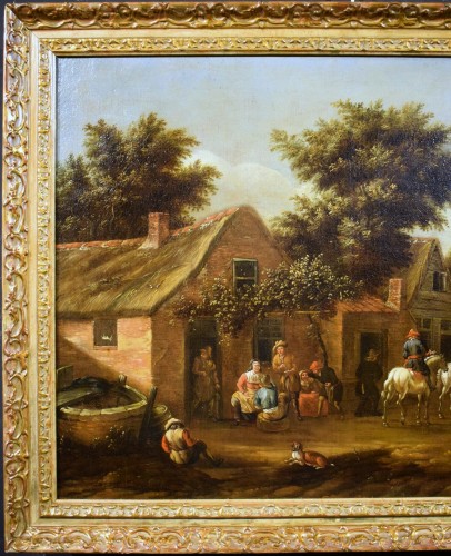 In the courtyard of the tavern - workshop of David Teniers II (1610-1690) - Paintings & Drawings Style Louis XIV